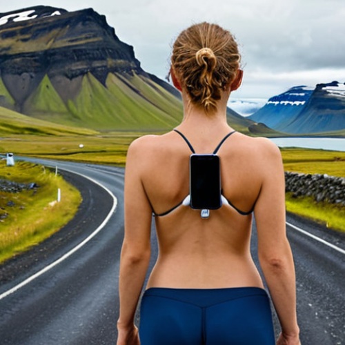 Home 18 **Image Prompt 1:** "A traveler, seen from behind, holding a modern smartphone with a clearly visible screen displaying a navigation app or a successful connection icon. They are standing amidst a breathtaking Icelandic landscape, featuring a grand glacier in the distance and a winding road (Ring Road) stretching through the scene. The overall mood conveys seamless digital connectivity and convenience within a majestic natural setting. Emphasize clear, vibrant colors and a sense of awe."